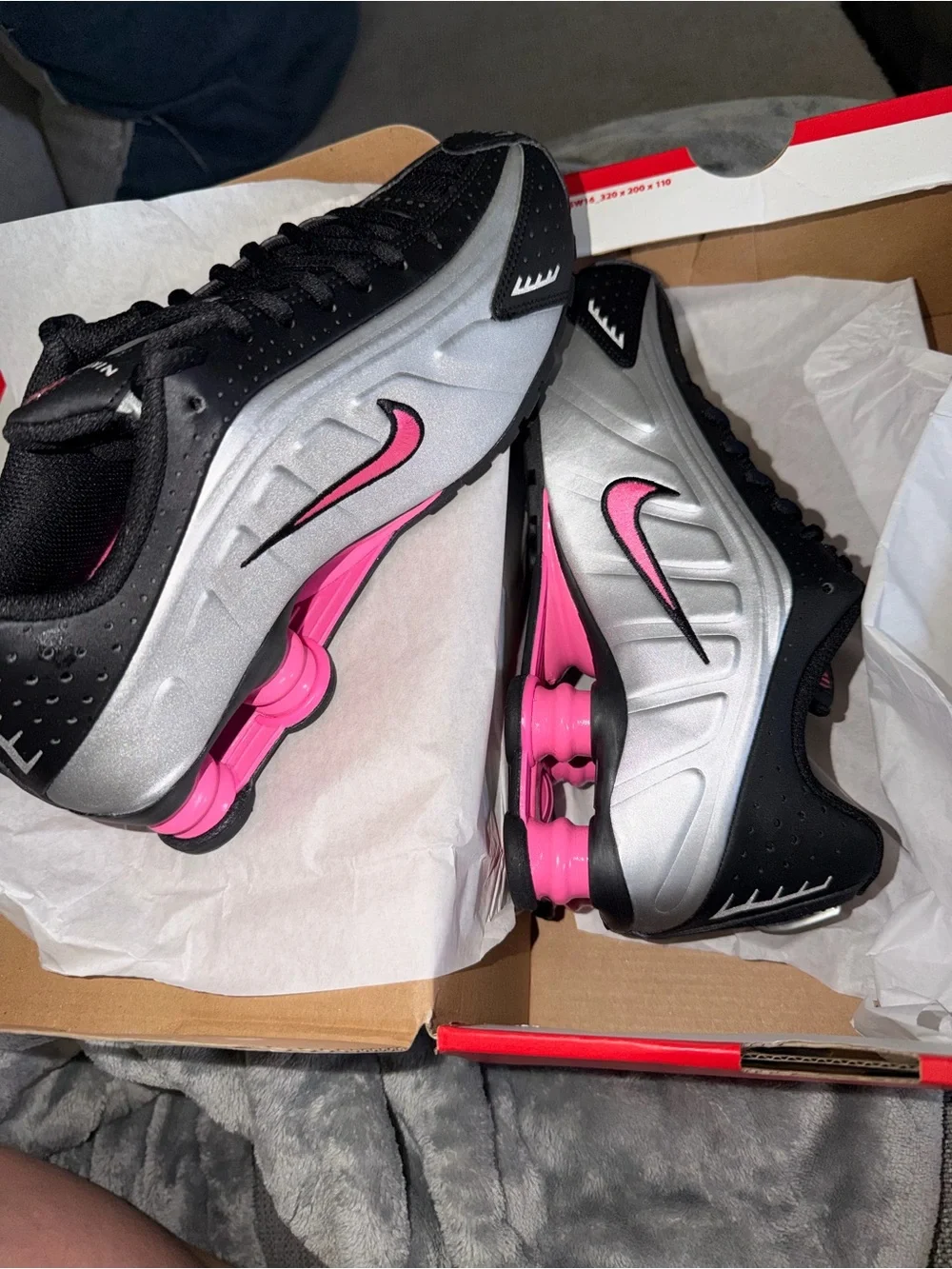 Nike Women’s Shox Sneakers - Silver, Black & Pink